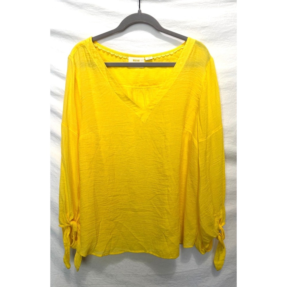 Maeve By Anthropologie Verona XL Bright Yellow Long Sleeve Pullover Tunic Blouse